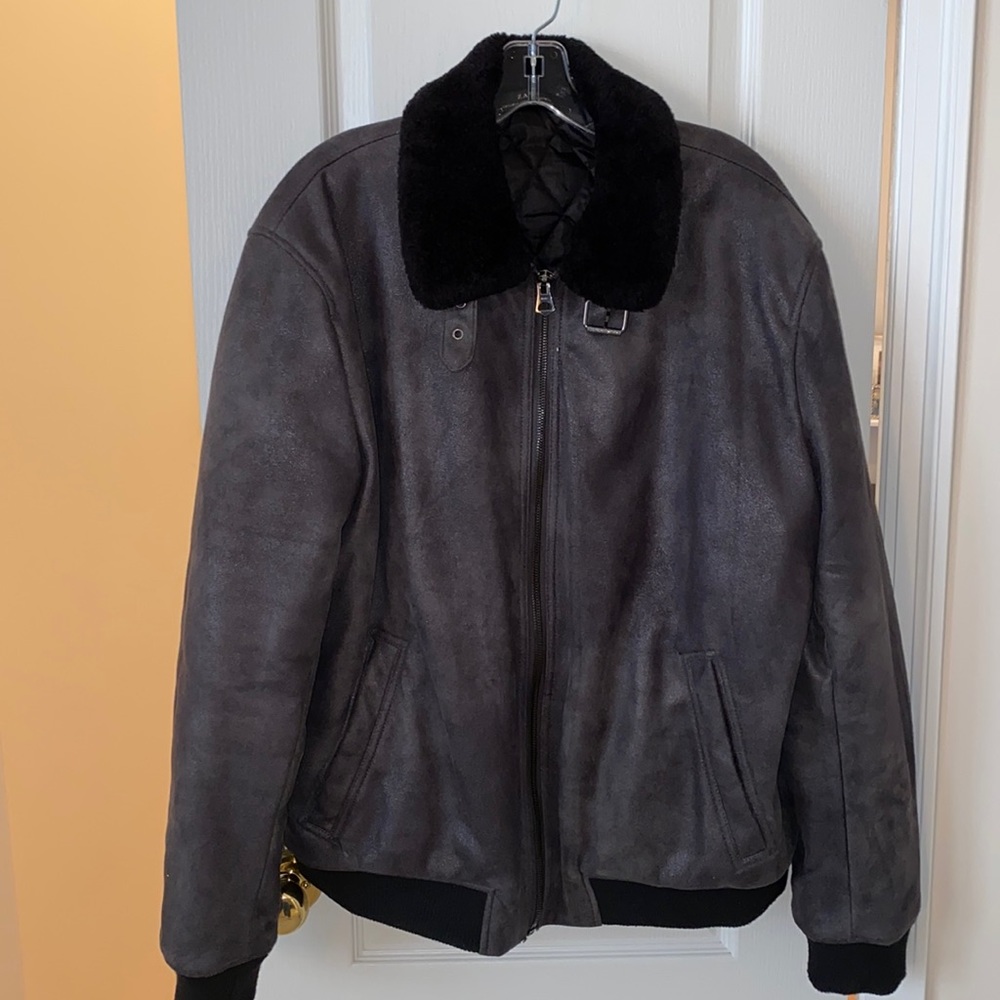 Zara men’s faux suede & Sherpa bomber jacket size XL